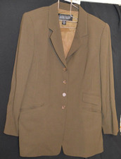 WOMEN'S VINTAGE LINDA ALLARD ELLEN TRACY OLIVE GREEN WOOL BLEND BLAZER 12