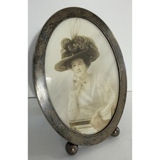 Antique Sterling Silver Oval Photo Frame Orna...