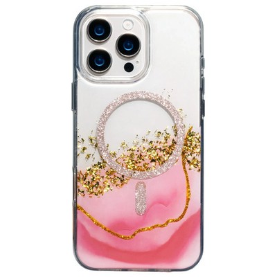 FÜR APPLE IPHONE 16 PRO MAX - Marble mit Mag Safe Tasche Cover Schutz Hülle ROSA