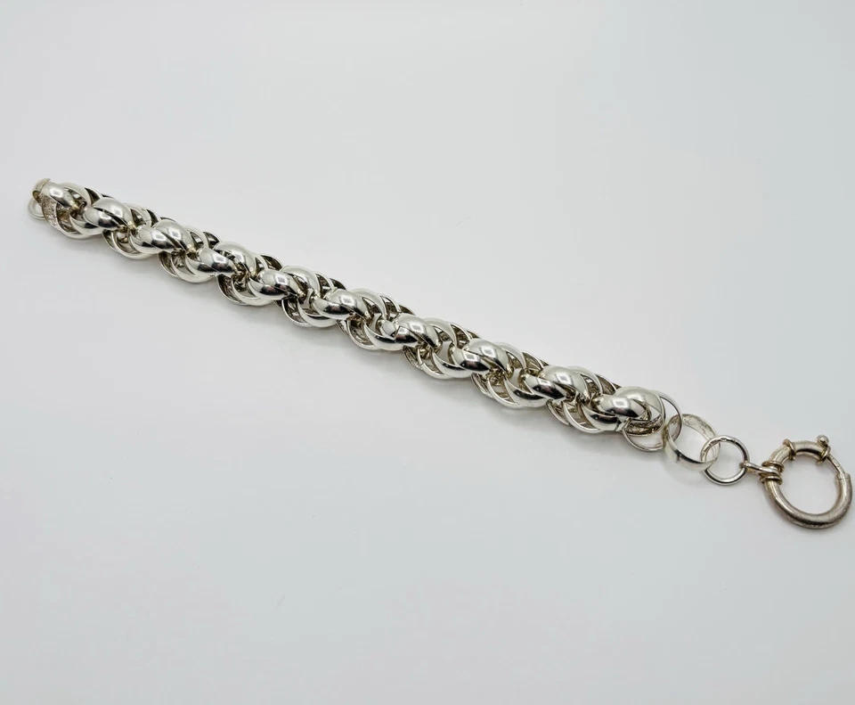 Vintage 925 Sterling Silver Heavy Rolo Belcher Link Bracelet 9” - Image 3 of 4