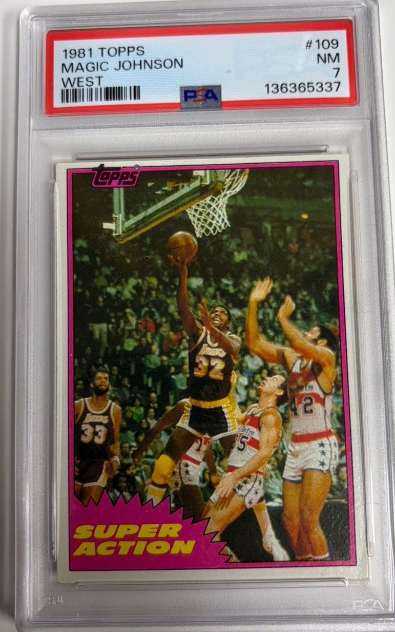 1981 Topps #109 West Magic Johnson PSA 7 NM  Los Angeles Lakers HOF