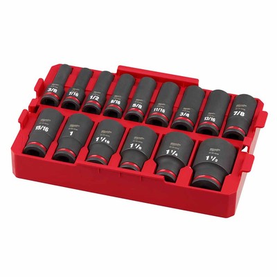 Milwaukee 49-66-6817 Shockwave Impact Duty Socket 1/2'' Drive 15-Pc SAE Tray Set
