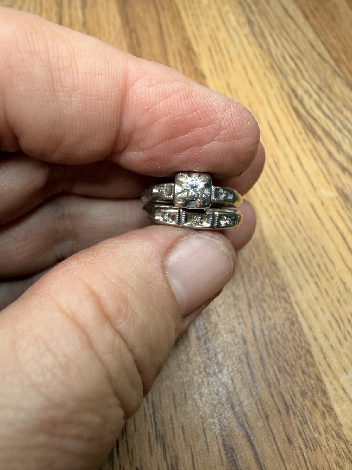 14k White Gold Round Diamond Prong 2-Piece Engagement/Wedding Set 5.5