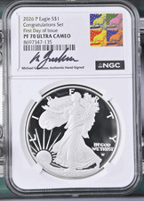 2026 P 1 Proof American Silver Eagle Congratulations NGC PF 70 FDOI Gaudioso