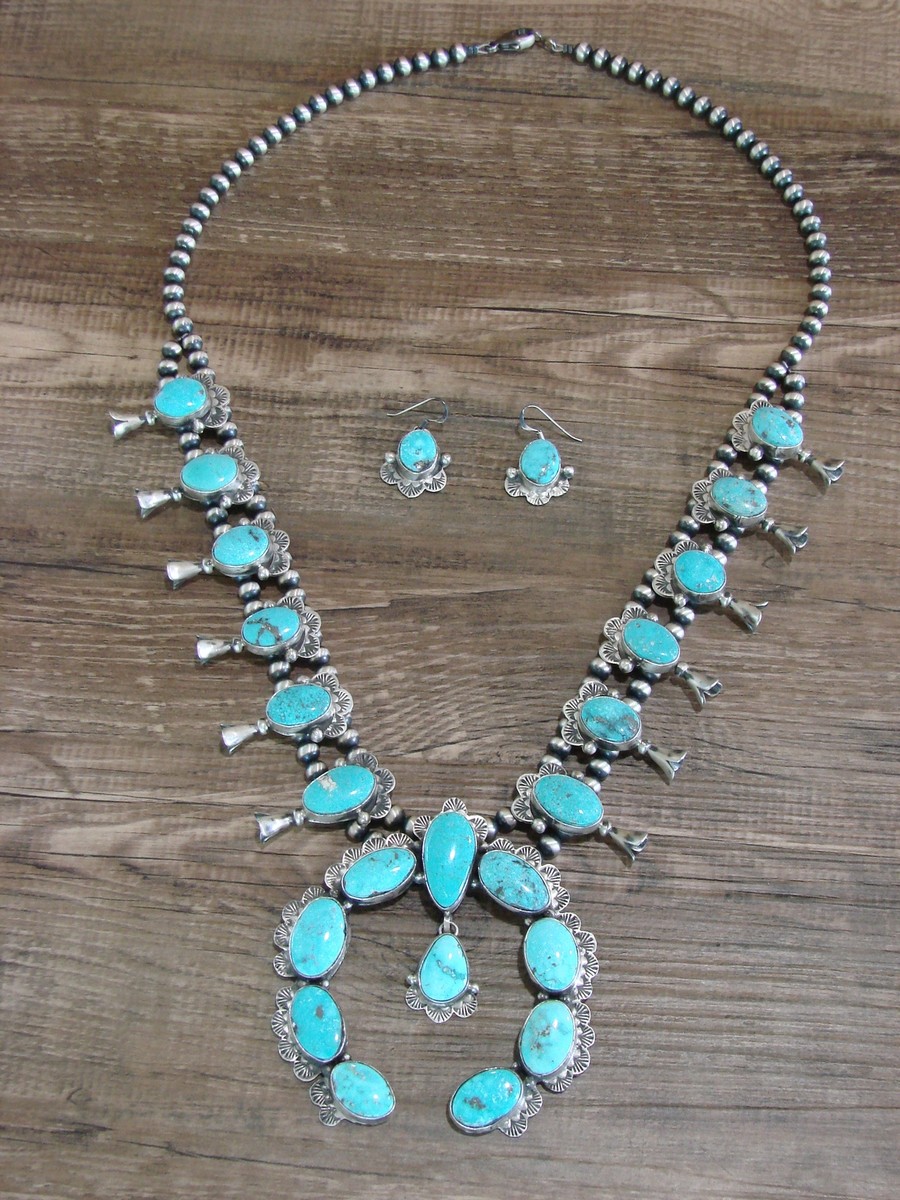 【未使用】Navajo Squash Blossom　ピアス　シルバー925 Navajo Sterling Silver & Turquoise 26