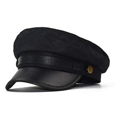 Chauffeur Hat for Men Women Classic Vintage Newsboy Cap Costume One Size Black