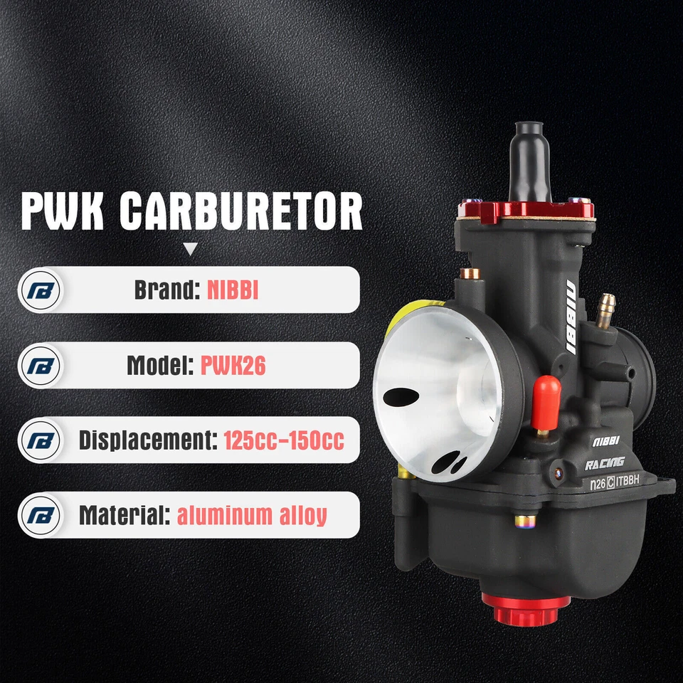Carburador de carrera a chorro NIBBI PWK 26 mm para Yamaha TTR125E TTR125L TTR125LE TTR125 Foto 4 de 4