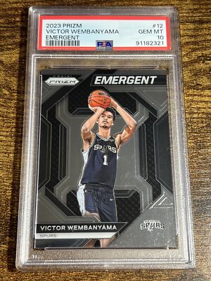 Carte PSA 9 Victor Wembanyama #12 Emergent - Panini Prizm 2023-24 - Rookie