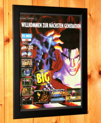 Tekken 3 Playstation 1 PS1 Rare Old Poster Framed Vintage Rare Collectible