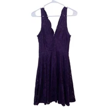 B. Darlin Juniors Fit & Flare V Neck Mini Lace Sleeveless Dress Size 7/8