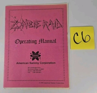 Zombie Raid Arcade Video Game Operation/Service/Repair/Troubleshooting Manual