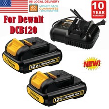 2pack 12V For DeWALT Max XR Lithium Ion DCB120 DCB123 DCB127 Battery / Charger
