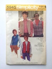 Vest Mens Vintage 70s UNCUT Sewing Patterns Simplicity CHOICE Sz 38-44