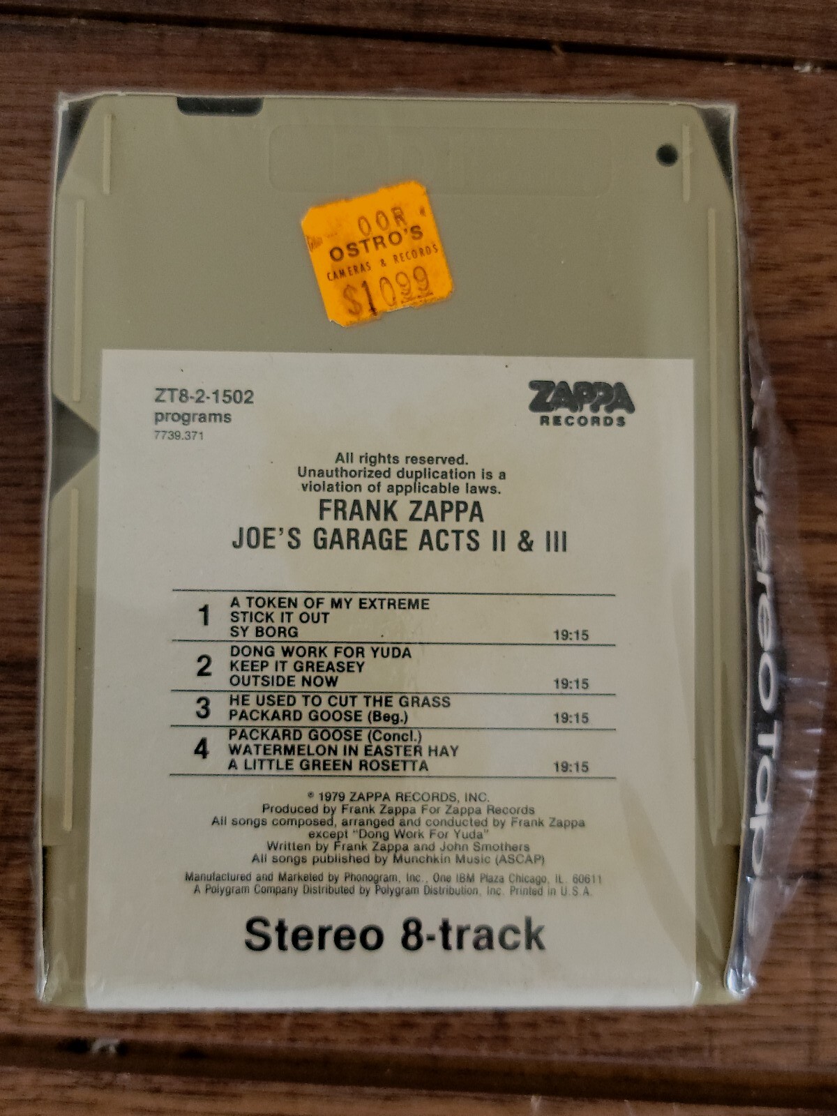Frank Zappa Joe's Garage Acts 2 & 3 II III Rare Factory Sealed 8 Track