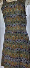 M Vintage Vestire Dress Tank Colorful Wavy Print Stretchy Funky Fit & Flare Top 