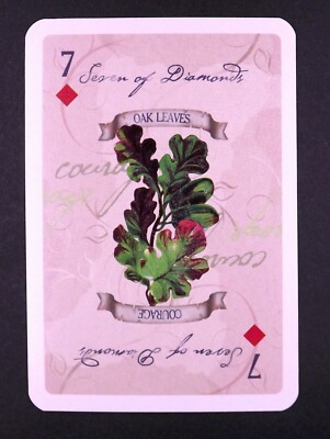 1 x Spielkarte Sprachblume Eichenlaub - Mut / 7 Diamanten