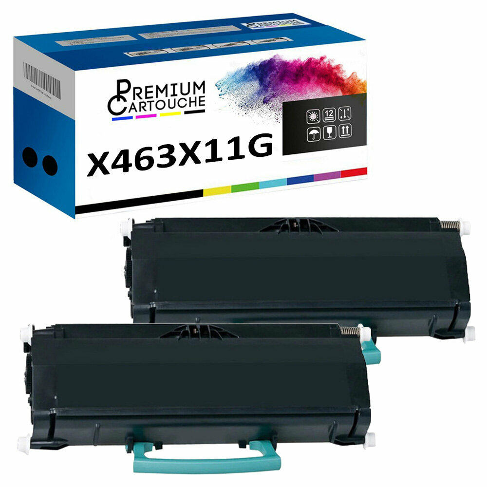 Toner X463H11G noir lot de 2 consommables compatibles Lexmark pour le télétravail quotidien