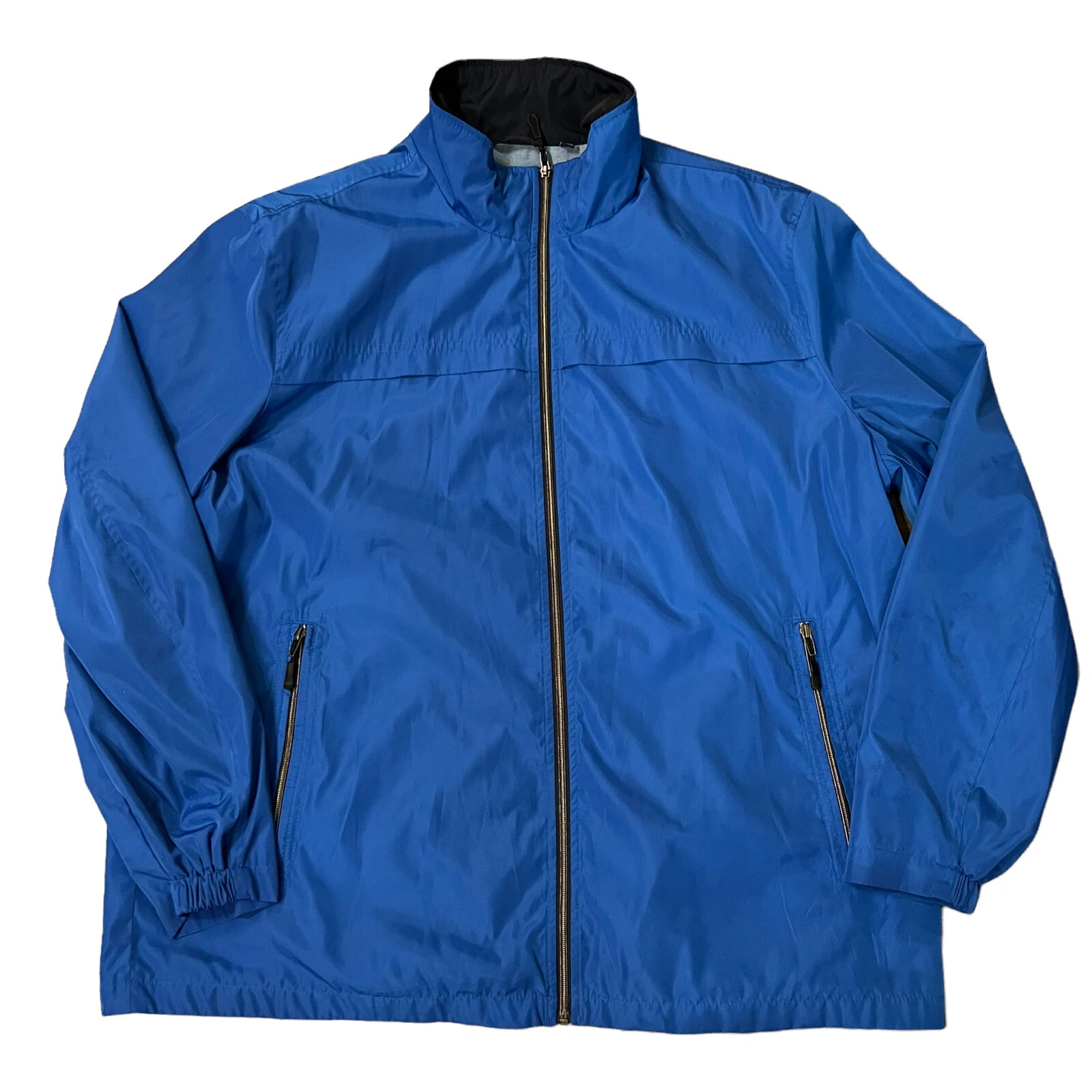 Roundtree & Yorke Jacket XL Tall Blue Mens Full Zip Snap Up Outdoor Fully Lined