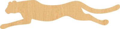 Running Cheetah Laser Cut Out Wood Shape Craft Supply - Woodcraft Cutout