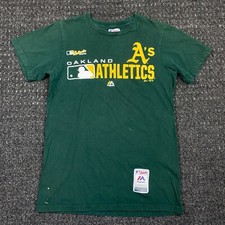 Oakland A’s Athletics Womens T Shirt Majestic Authentic Triple Peak Small Green