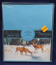 21 Buzza Cardozo VTG Deer Family Christmas Cards Box Artist Signed Solberg