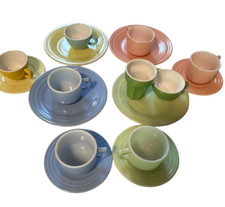 Vintage Hazel Atlas Children's Moderntone Dish Set Milk Glass Pastel Play