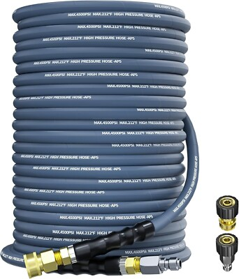 #ad 125FT 3 8quot; Pressure Washer Hose 4500PSI 2 Braid Kink Resistant Power Hose QC $149.89