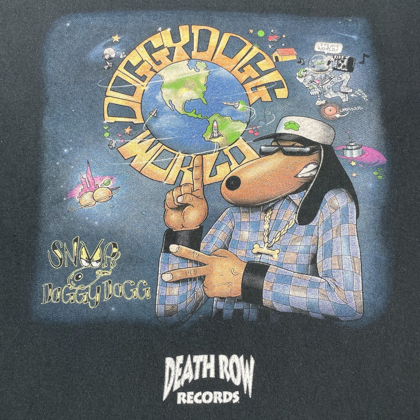 FILA T shirt nera Snoop Doggy Dogg Death Row Records Rap Hip Hop World Band taglia L