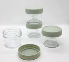 Glass Storage Jars 4oz Food Storage Kitchen Clear Glass Plastic Lid Freezer Safe