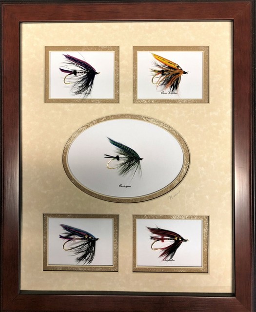 5 Framed and Mounted Classic Salmon Flies eBay