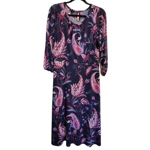 Talbots blue purple pink paisley Midi 