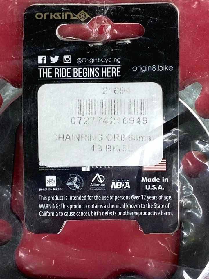 Cycling - NOS Origin8 64mm 22 tooth chainwheel, 4 bolt alloy - Image 3 of 3