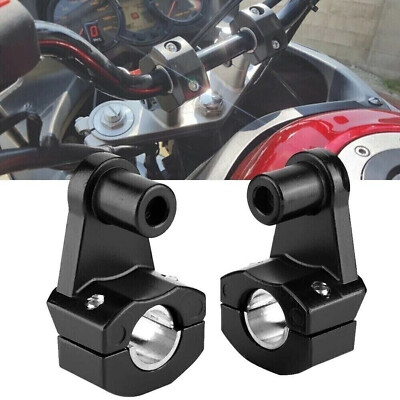 7/8'' 1-1/8'' Handlebar Riser 2in Rise Adapter Mount Bracket Clamp Taper Black
