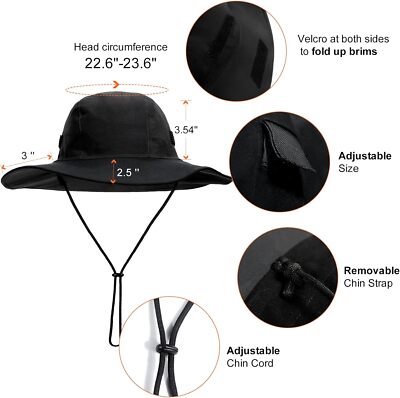 Women\'s Winter Waterproof Bucket Hat Warm Fleece Lined Rain Hat, Black-Gray Womens Winter Waterproof Bucket Hat Warm Fleece Lined Rain  main image 4