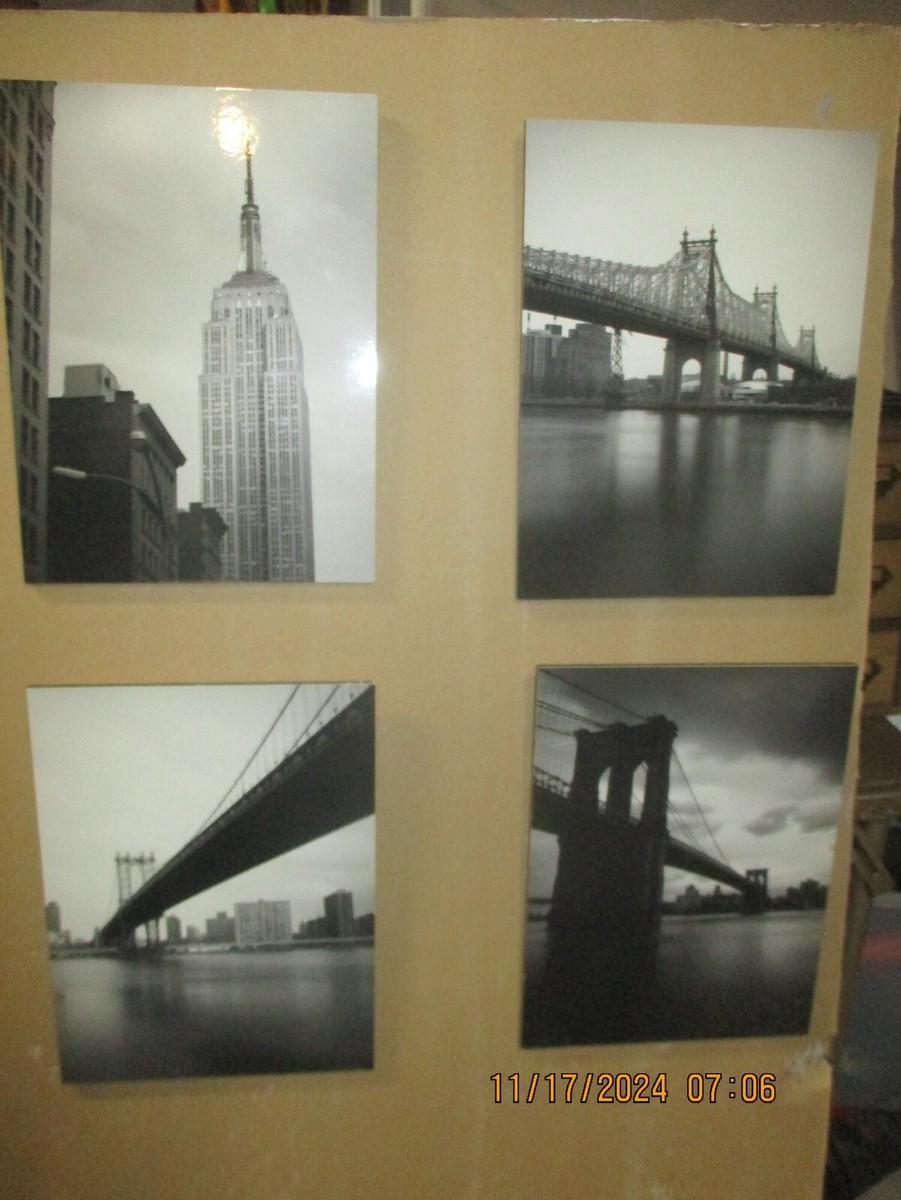 Set of 6 IKEA Gronby Brooklyn Bridge NYC Black & White Photos Wall