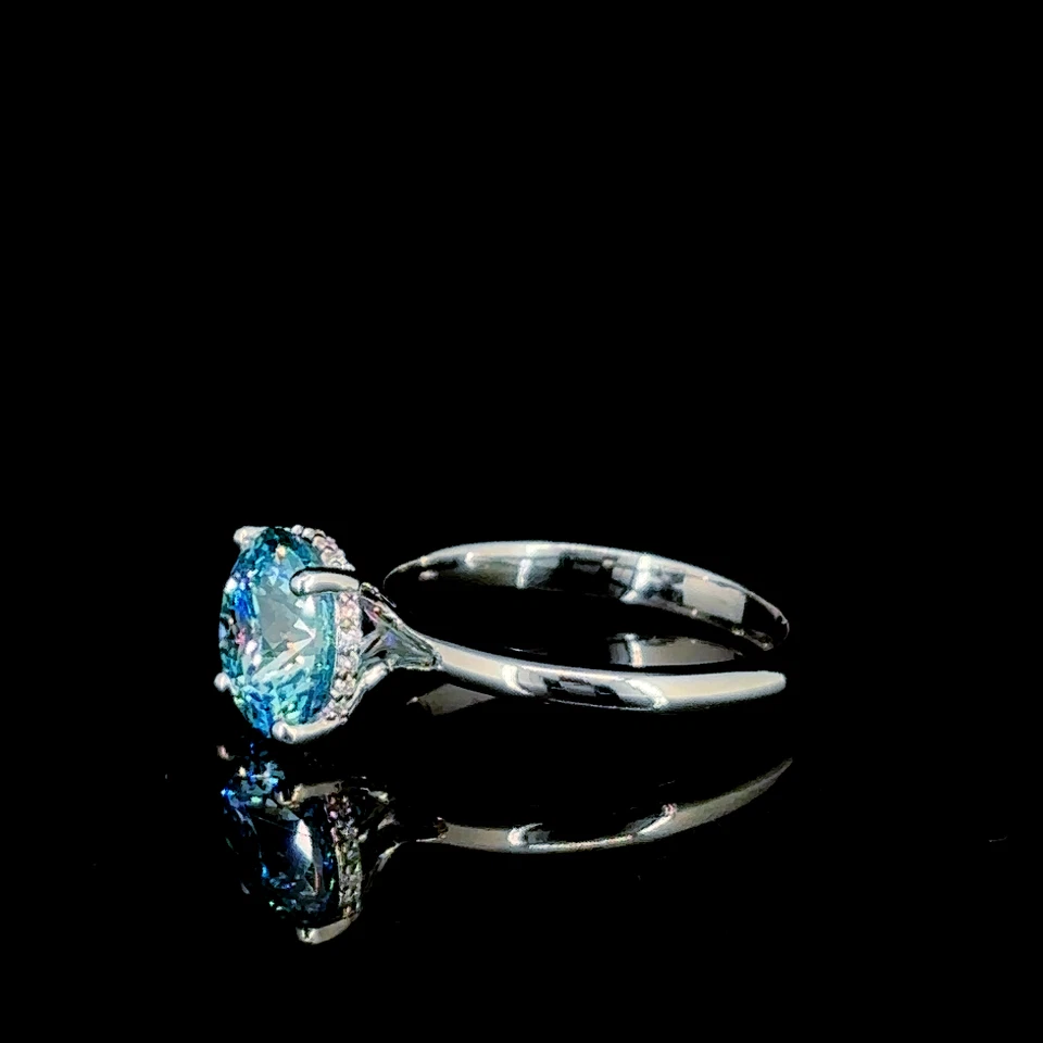 3 CT Round Portugal Lab Grown Diamond Fancy Vivid Blue VS1 With 14 KT Ring - Image 4 of 4