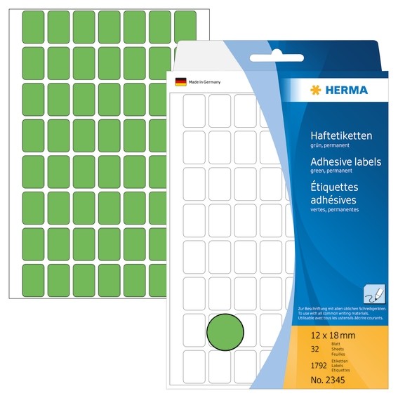 Herma 2345 Vielzwecketiketten 12X18 Mm GrüN Papier Matt Handbeschriftung 1792 St-image