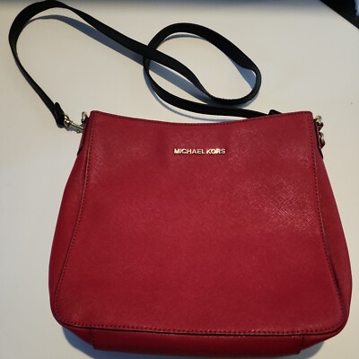 Michael Kors Tote Leather Plain Av-1208 Red Shoulder Bag | eBay