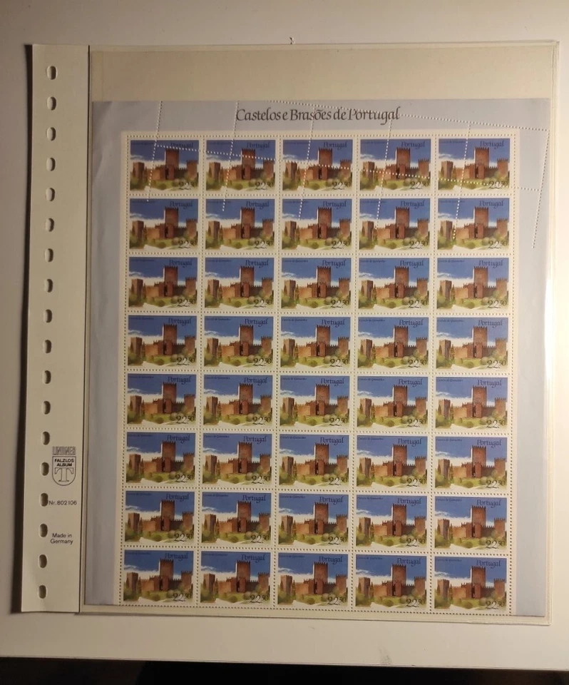 ERROR DE PERFORACIÓN VARIEDAD 1986 hoja completa de 50 CASTILLO PORTUGAL CASTELO MNH** Foto 2 de 4