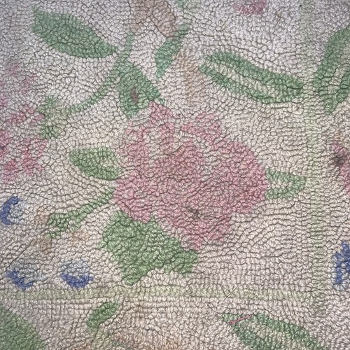VTG WOOL HOOKED FLORAL AREA RUG FARMHOUSE SHABBY CHIC COUNTRY CHARM Pink & Green - Picture 6 of 8