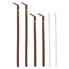 KoffieStraw Reusable Silicone Straws MOCHA (2 Sets) Limit Coffee Stains On Teeth
