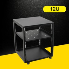 4-Post 12U Mobile Open Frame Server Rack Network Rolling Rack with Wheels