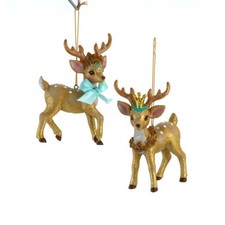 Aqua  Gold Reindeer Ornaments