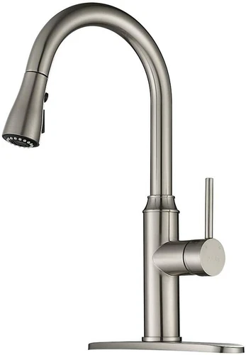 Kitchen Faucet Single Handle High Arc Brushed Nickel Stainless Steel Pull Out