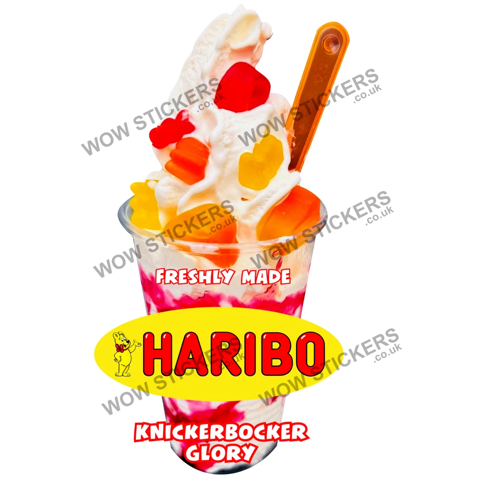 WOW Ice cream van sticker Haribo sweets knickerbocker glory Whippy trailer decals