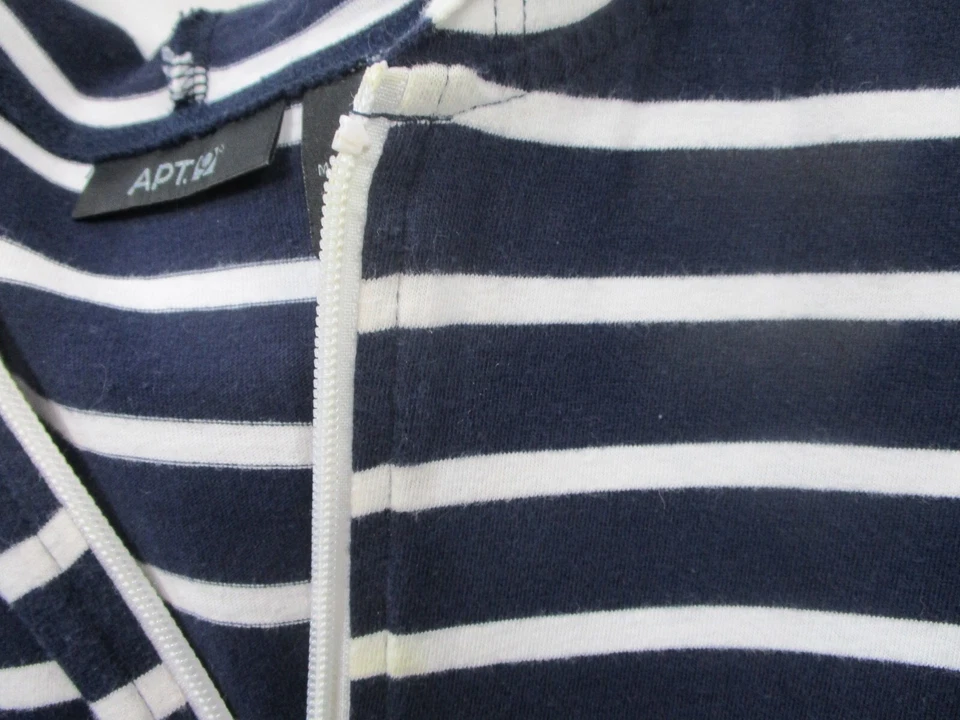 Vestido para mujer Apt 9 1X azul a rayas cremallera completa con capucha manga larga corbata bolsillo algodón Foto 3 de 4