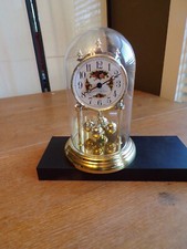 Royal Albert Old Country Roses Bulova Quartz Gold-Toned Pendulum Clock w/Chime