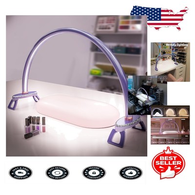 Easy Install Half Moon Nail Desk Lamp - 3 Color Temperatures & Glitter Base