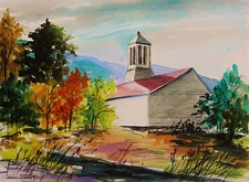 Fall Landscape Original WATERCOLOR Painting JMW art John Williams Impressionism