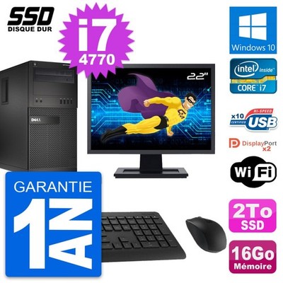 PC Tour Dell Optiplex XE2 MT 22'' i7-4770 16GB RAM 2TB SSD Windows 10 Wifi
